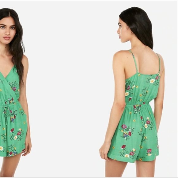 Express Green Floral Romper - Picture 6 of 7